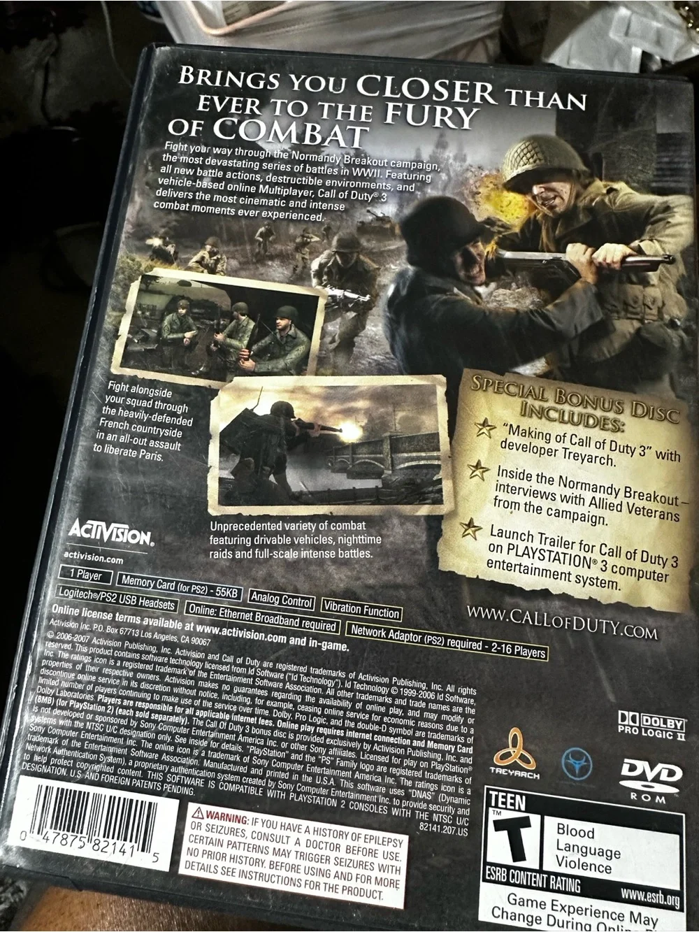 (2games)Sony PlayStation 2 Call of Duty 3 - and command conquer-used